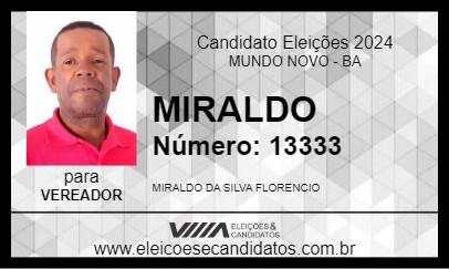 Candidato MIRALDO 2024 - MUNDO NOVO - Eleições