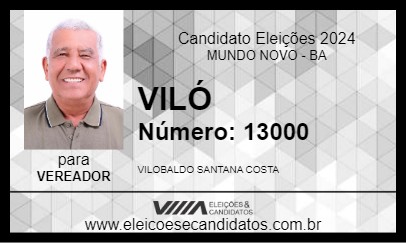 Candidato VILÓ 2024 - MUNDO NOVO - Eleições