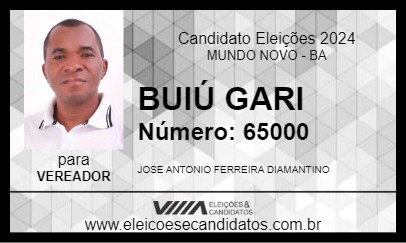 Candidato BUIÚ GARI 2024 - MUNDO NOVO - Eleições