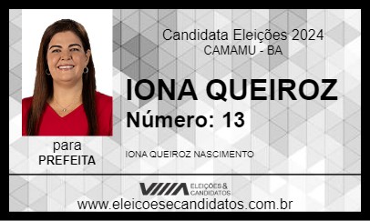 Candidato IONA QUEIROZ 2024 - CAMAMU - Eleições