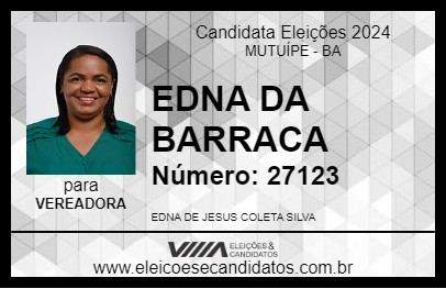 Candidato EDNA DA BARRACA 2024 - MUTUÍPE - Eleições