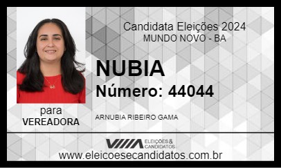 Candidato NUBIA 2024 - MUNDO NOVO - Eleições