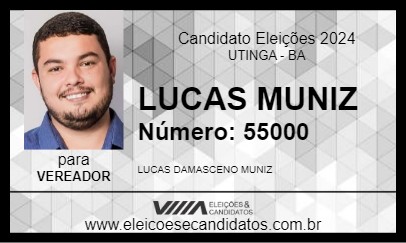 Candidato LUCAS MUNIZ 2024 - UTINGA - Eleições