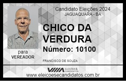 Candidato CHICO DA VERDURA 2024 - JAGUAQUARA - Eleições