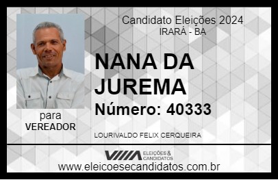 Candidato NANA DA JUREMA 2024 - IRARÁ - Eleições