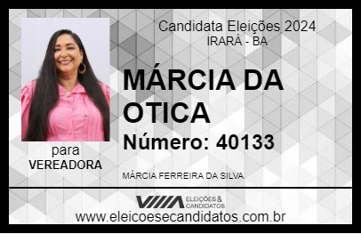 Candidato MÁRCIA DA OTICA 2024 - IRARÁ - Eleições