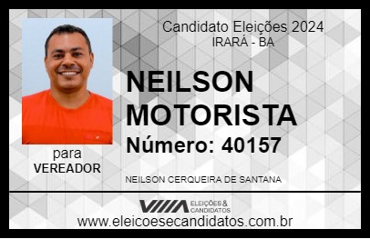 Candidato NEILSON MOTORISTA 2024 - IRARÁ - Eleições