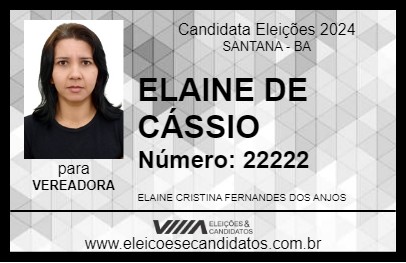 Candidato ELAINE DE CÁSSIO 2024 - SANTANA - Eleições