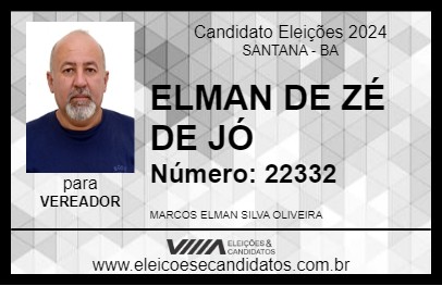 Candidato ELMAN DE ZÉ DE JÓ 2024 - SANTANA - Eleições