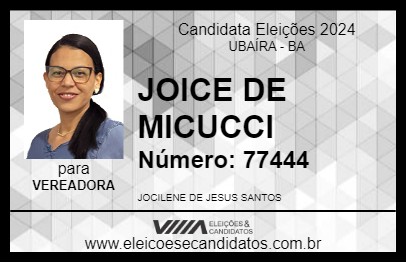 Candidato JOICE DE MICUCCI 2024 - UBAÍRA - Eleições