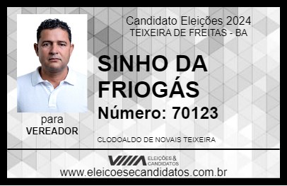 Candidato SINHO DA  FRIOGÁS 2024 - TEIXEIRA DE FREITAS - Eleições