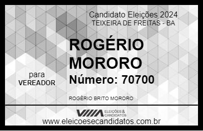 Candidato ROGÉRIO MORORO 2024 - TEIXEIRA DE FREITAS - Eleições