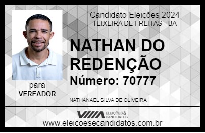 Candidato NATHAN DO REDENÇÃO 2024 - TEIXEIRA DE FREITAS - Eleições