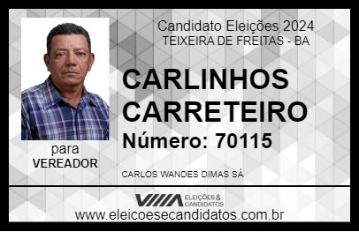 Candidato CARLINHOS CARRETEIRO 2024 - TEIXEIRA DE FREITAS - Eleições