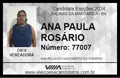 Candidato ANA PAULA ROSÁRIO 2024 - SALINAS DA MARGARIDA - Eleições