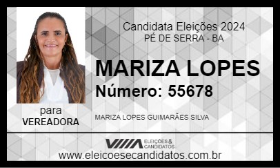 Candidato MARIZA LOPES 2024 - PÉ DE SERRA - Eleições