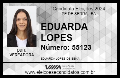 Candidato EDUARDA LOPES 2024 - PÉ DE SERRA - Eleições