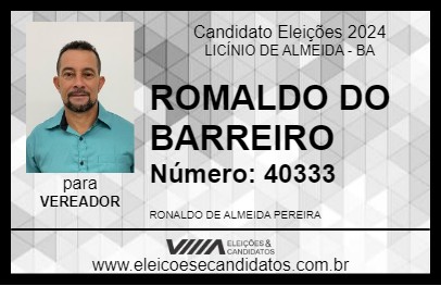 Candidato RONALDO DO BARREIRO 2024 - LICÍNIO DE ALMEIDA - Eleições