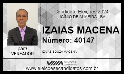 Candidato IZAIAS MACENA 2024 - LICÍNIO DE ALMEIDA - Eleições