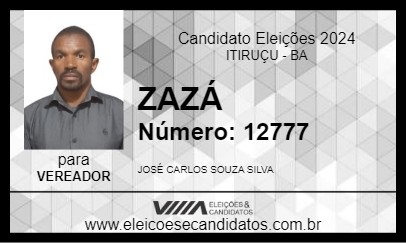 Candidato ZAZÁ 2024 - ITIRUÇU - Eleições