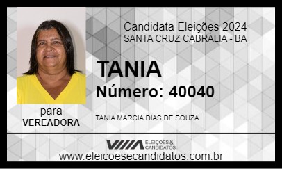 Candidato TANIA 2024 - SANTA CRUZ CABRÁLIA - Eleições