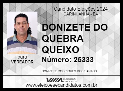 Candidato DONIZETE DO QUEBRA QUEIXO 2024 - CARINHANHA - Eleições