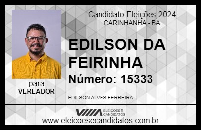 Candidato EDILSON DA FEIRINHA 2024 - CARINHANHA - Eleições