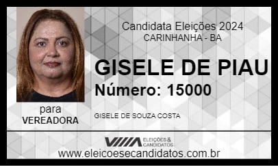 Candidato GISELE DE PIAU 2024 - CARINHANHA - Eleições