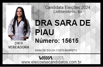 Candidato DRA SARA DE PIAU 2024 - CARINHANHA - Eleições