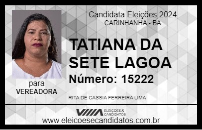 Candidato TATIANA DA SETE LAGOA 2024 - CARINHANHA - Eleições