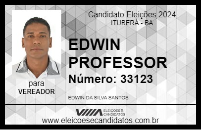 Candidato EDWIN PROFESSOR 2024 - ITUBERÁ - Eleições