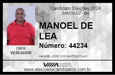 Candidato MANOEL DE LEA 2024 - SANTALUZ - Eleições