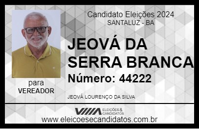 Candidato JEOVÁ DA SERRA BRANCA 2024 - SANTALUZ - Eleições