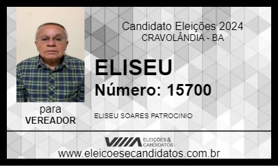 Candidato ELISEU 2024 - CRAVOLÂNDIA - Eleições