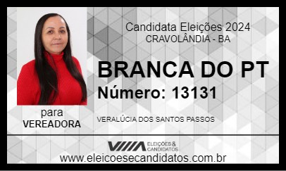 Candidato BRANCA DO PT 2024 - CRAVOLÂNDIA - Eleições