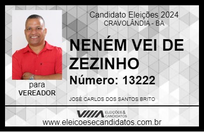 Candidato NENÉM VEI DE ZEZINHO 2024 - CRAVOLÂNDIA - Eleições