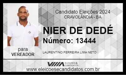 Candidato NIER DE DEDÉ 2024 - CRAVOLÂNDIA - Eleições