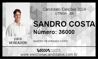 Candidato SANDRO COSTA 2024 - UTINGA - Eleições