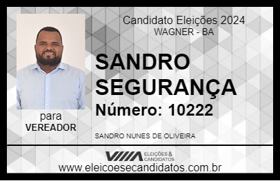 Candidato SANDRO SEGURANÇA 2024 - WAGNER - Eleições