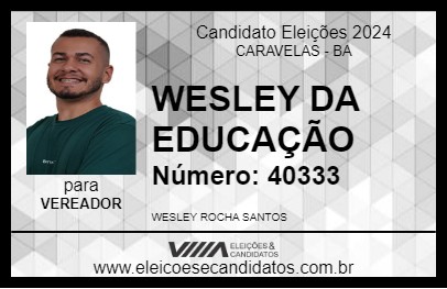 Candidato WESLEY DA EDUCAÇÃO 2024 - CARAVELAS - Eleições