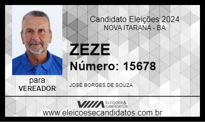 Candidato ZEZE 2024 - NOVA ITARANA - Eleições