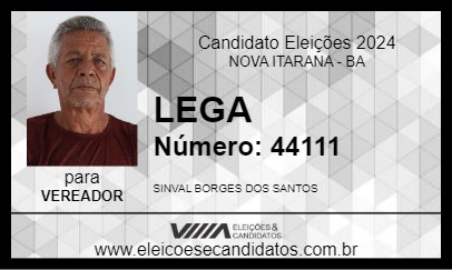 Candidato LEGA 2024 - NOVA ITARANA - Eleições