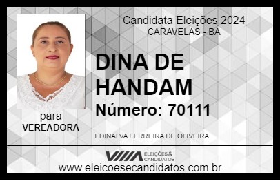 Candidato DINA DE HANDAM  2024 - CARAVELAS - Eleições