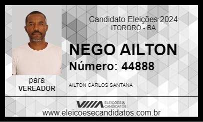 Candidato NEGO AILTON 2024 - ITORORÓ - Eleições