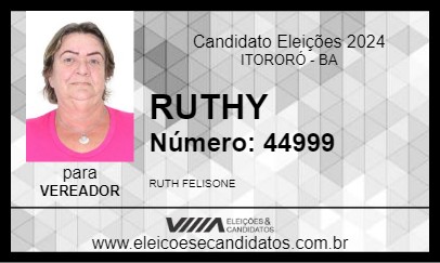 Candidato RUTHY 2024 - ITORORÓ - Eleições