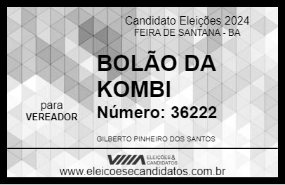 Candidato BOLÃO DA KOMBI 2024 - FEIRA DE SANTANA - Eleições