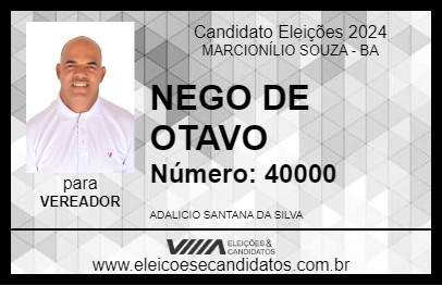 Candidato NEGO DE OTAVO 2024 - MARCIONÍLIO SOUZA - Eleições