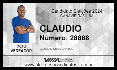 Candidato CLAUDIO 2024 - CANAVIEIRAS - Eleições