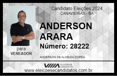 Candidato ANDERSON ARARA 2024 - CANAVIEIRAS - Eleições