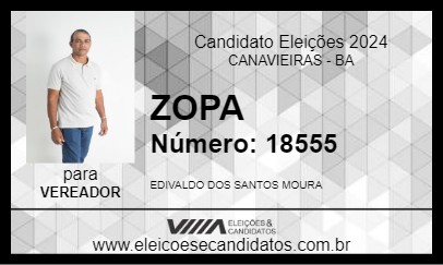 Candidato ZOPA 2024 - CANAVIEIRAS - Eleições